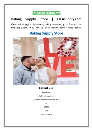 Baking Supply Store  Oasisupply