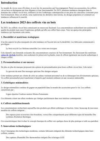 Les tendances 2023 des coffrets vin en bois