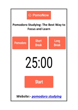 Pomodoro Studying The Best Way to Focus and Learn