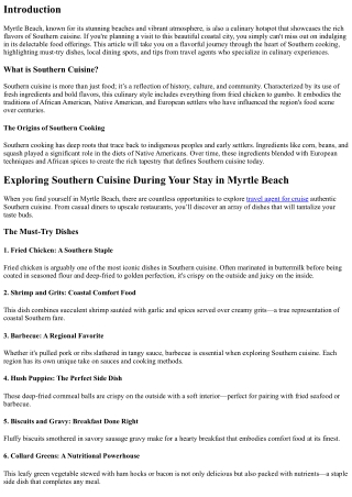 “Exploring Southern Cuisine During Your Stay in Myrtle Beach”