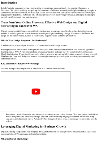 **Transform Your Online Presence: Effective Web Design and Digital Marketing in