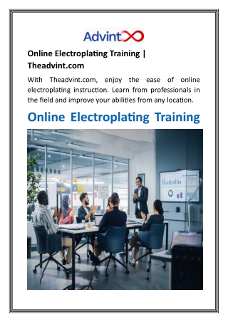 Online Electroplating Training  Theadvint.com...