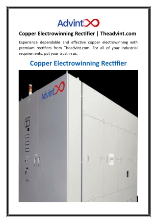 Copper Electrowinning Rectifier  Theadvint.com