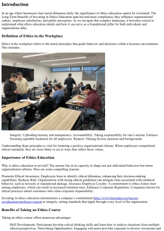 The Long-Term Benefits of Investing in Ethics Education