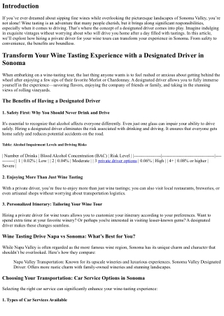 Transform Your Wine Tasting Experience with a Designated Driver in Sonoma