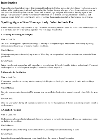 “Spotting Signs of Roof Damage Early: What to Look For”