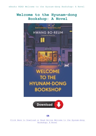 eBooks READ Welcome to the Hyunam-dong Bookshop A Novel