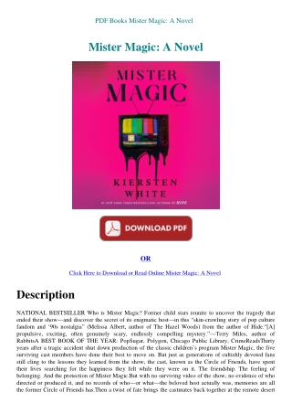 PDF Books Mister Magic A Novel