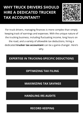 Why Truck Drivers Should Hire A Dedicated Trucker Tax Accountant?