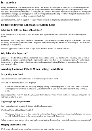 Avoiding Common Pitfalls When Selling Land Alone