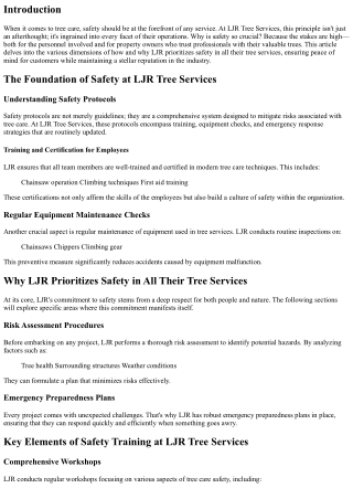 “Why LJR Prioritizes Safety in All Their Tree Services”