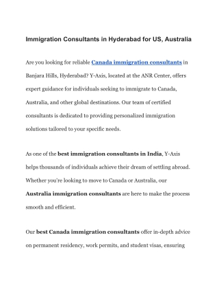 Immigration Consultants in Hyderabad for US, Australia