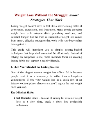 Weight Loss Without the Struggle_ Smart Strategies That Work
