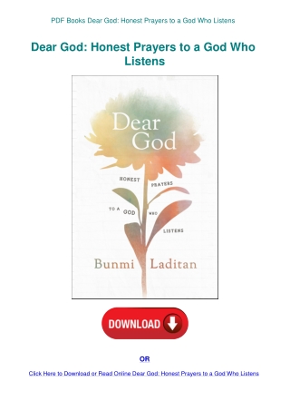 PDF Books Dear God Honest Prayers to a God Who Listens
