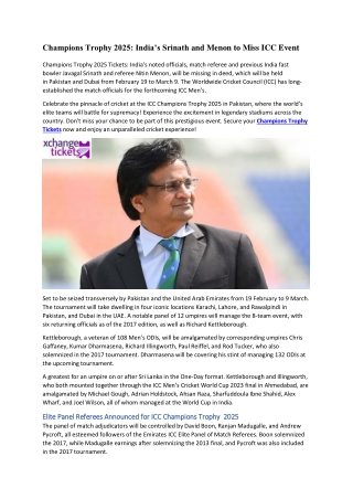 Champions Trophy 2025 India’s Srinath & Menon to Miss ICC Event