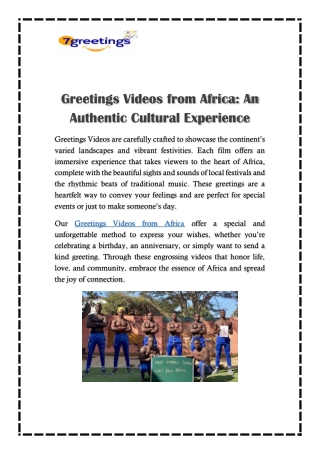 Greetings Videos from Africa An Authentic Cultural Experience