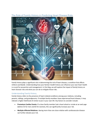 The Role of Family History in Predicting Heart Disease Risks