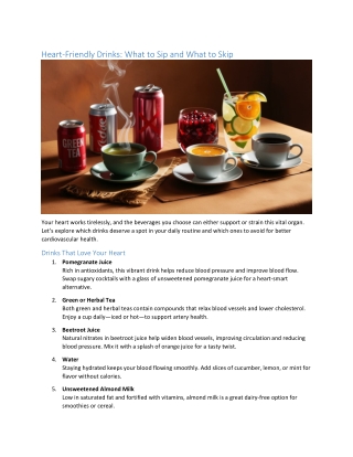 Heart-Friendly Drinks What to Sip and What to Skip