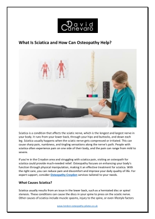 What Is Sciatica and How Can Osteopathy Help