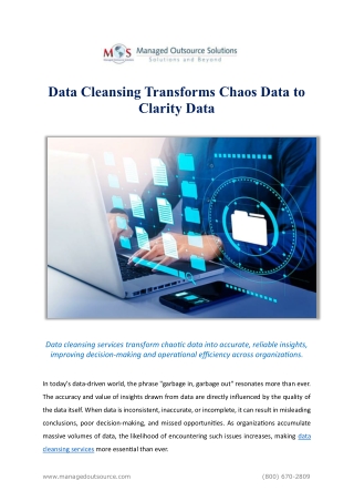 Data Cleansing Transforms Chaos Data to Clarity Data