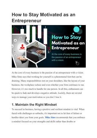 How to Stay Inspired as an Entrepreneur – Mike Sims’ Strategy