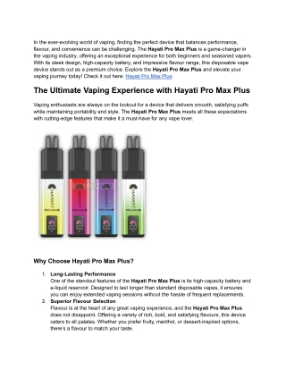 The Ultimate Vaping Experience with Hayati Pro Max Plus