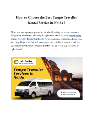 Book Tempo Traveller On Rent In Noida