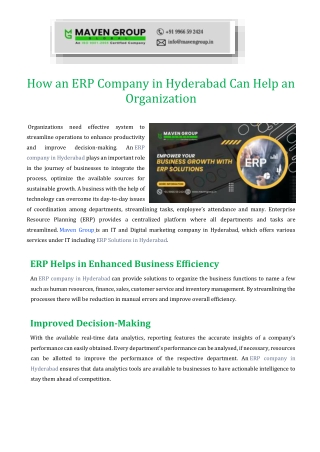 How an ERP Company in Hyderabad Can Help an Organization