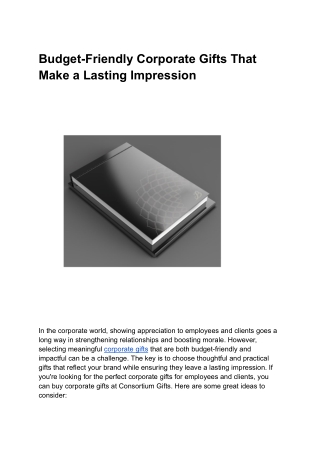 Budget-Friendly Corporate Gifts That Make a Lasting Impression