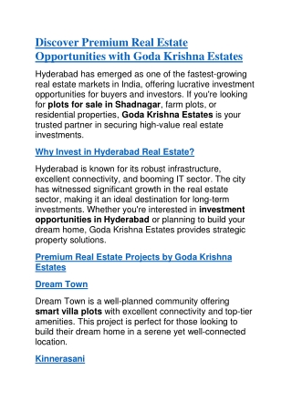 Farm Plots for Sale – A Lucrative Investment Opportunity in Hyderabad!