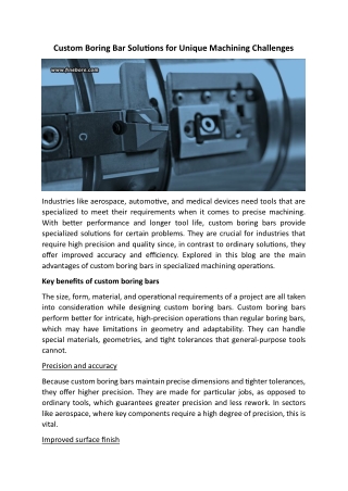 Custom Boring Bar Solutions For Unique Machining Challenges