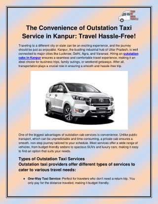 Outstation cabs in Kanpur