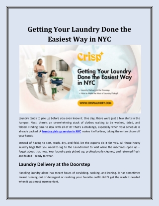 Getting Your Laundry Done the Easiest Way in NYC