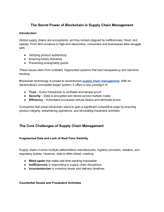 The Secret Power of Blockchain in Supply Chain Management
