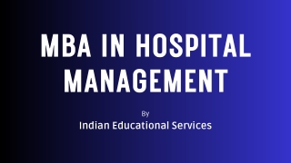 MBA in Hospital Management