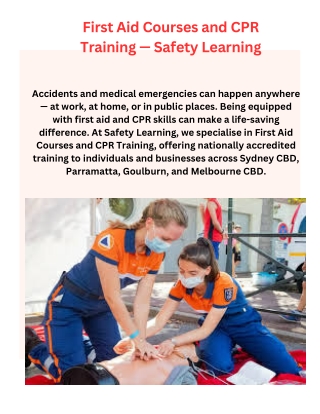 First Aid Courses and CPR Training — Safety Learning