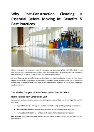Why Post-Construction Cleaning Is Essential Before Moving In Benefits & Best Practices.docx