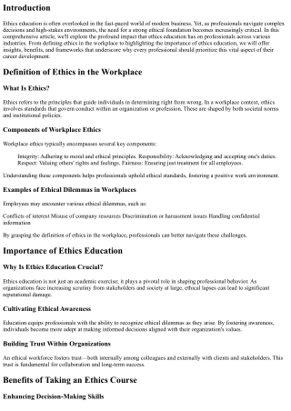 Why Every Professional Should Prioritize Ethics Education