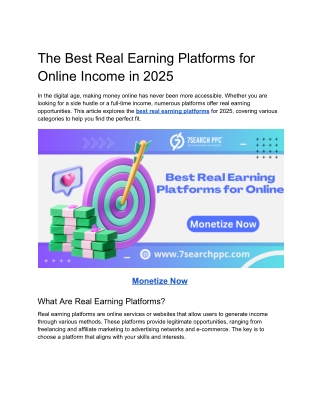 The Best Real Earning Platforms for Online Income in 2025