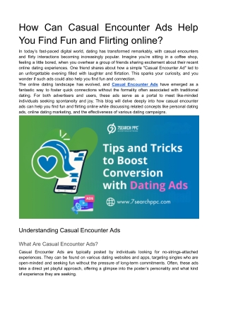 How Can Casual Encounter Ads Help You Find Fun and Flirting online?