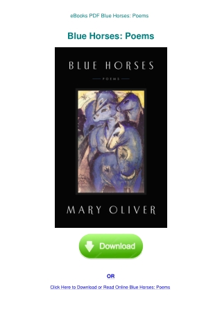 eBooks PDF Blue Horses Poems