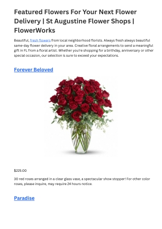 Featured Flowers For Your Next Flower Delivery  St Augustine Flower Shops  FlowerWorks