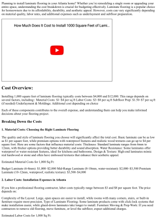 How Much Does It Cost to Install 1000 Square Feet of Laminate Flooring in Atlant