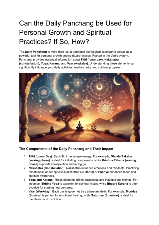 Can the Daily Panchang be Used for Personal Growth and Spiritual Practices