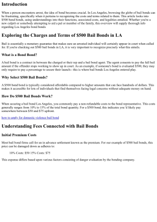 Discovering the Fees and Regards to $500 Bail Bonds in LA .