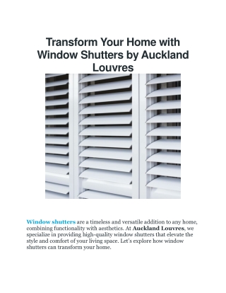 Window Shutters – Auckland Louvres
