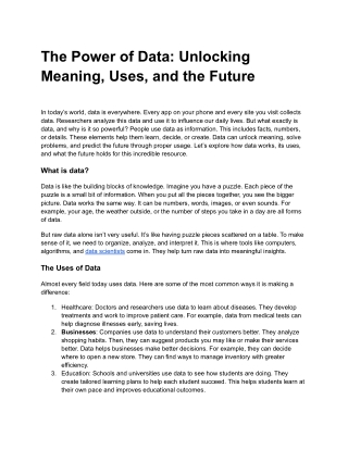 The Power of Data_ Unlocking Meaning, Uses, and the Future