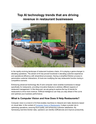 Top AI technology trends that are driving revenue in restaurant businesses