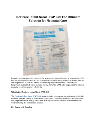 Flexicare Infant Nasal CPAP Kit: The Ultimate Solution for Neonatal Care