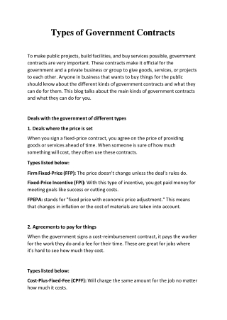 Types of Government Contracts